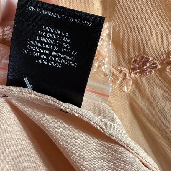 BHLDN Tulle Floral Embroidered Gown Peach Spaghetti Strap Maxi Dress Size 12 - Picture 16 of 16